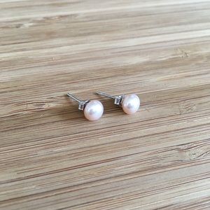 Authentic Pink Pearl Stud Earrings 6mm